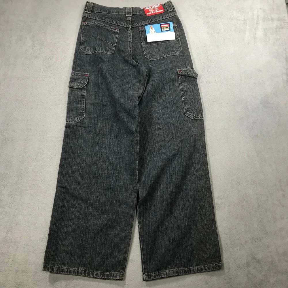 Vintage Y2K Wrangler Cargo Jeans Kids Size 14 Regular Loose Fit Denim NEW Baggy